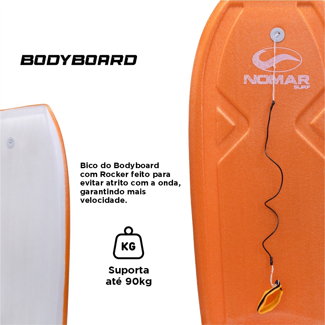 Prancha Surf Bodyboard Grande Master Corta Onda Com Leash - Imagem 5