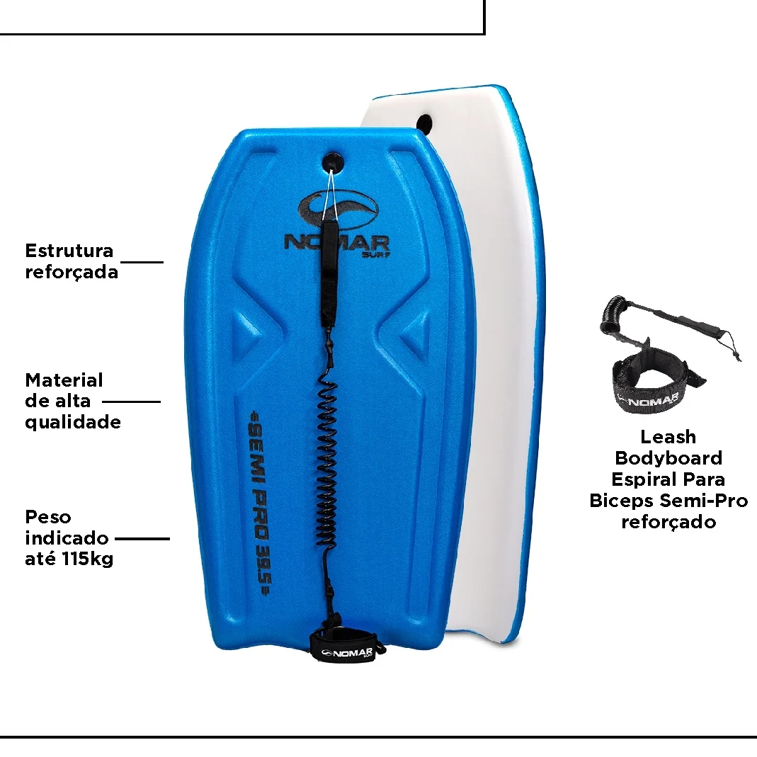Prancha Bodyboard Semi-Pro 39.5" Nomar Surf com Leash - Imagem 4