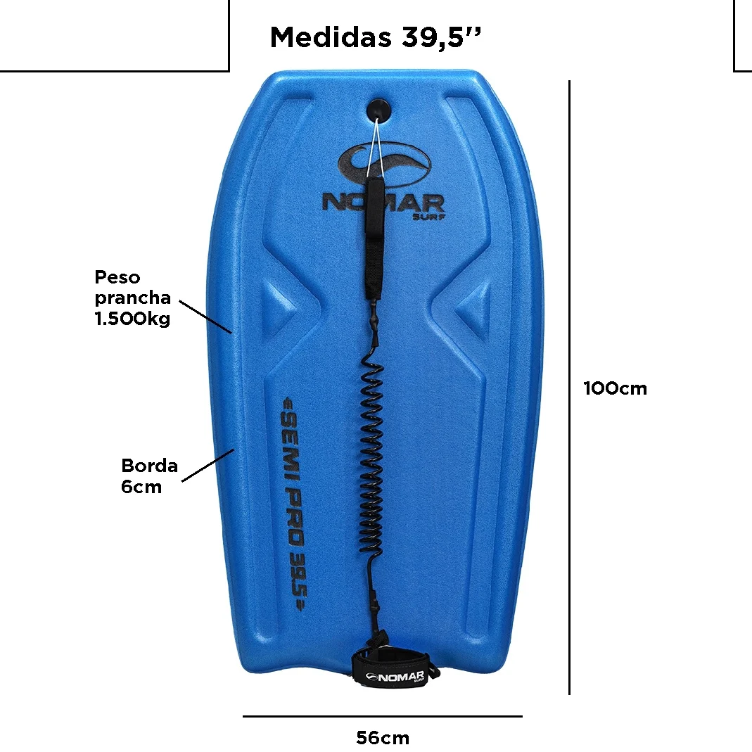 Prancha Bodyboard Semi-Pro 39.5" Nomar Surf com Leash - Imagem 3