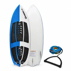 Kit Prancha de Wakesurf Nomar Surf 5'0 Bat Tail em Fibra de Vidro com Cabo Manete 22m