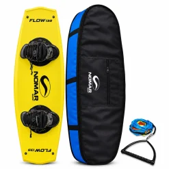 Kit Prancha de Wakeboard Nomar Surf Flow 139cm para Iniciante com Botas Capa Térmica e Cabo Manete 22m - Amarela